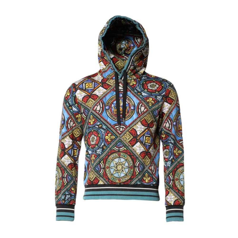 Dolce & Gabbana Multicolor Printed Hooded Sweatshirt Men's Sweater